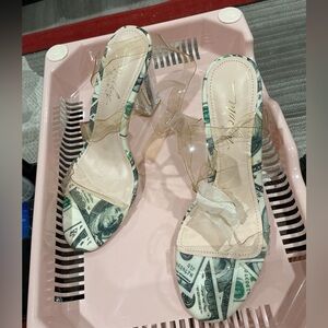 Cape Robbin Clear Heels with Money Design